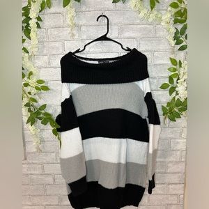 Drop Shoulder Turtle Neck Sweater Dress Without Belt